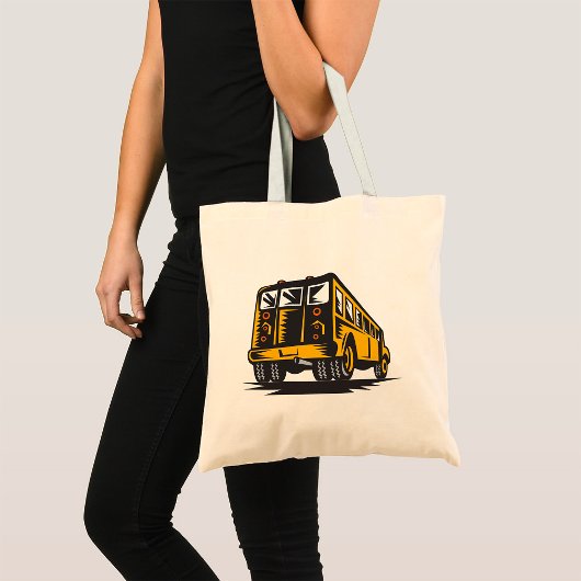 Retro schoolbus  geel tote bag