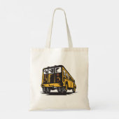 Retro schoolbus  geel tote bag (Achterkant)