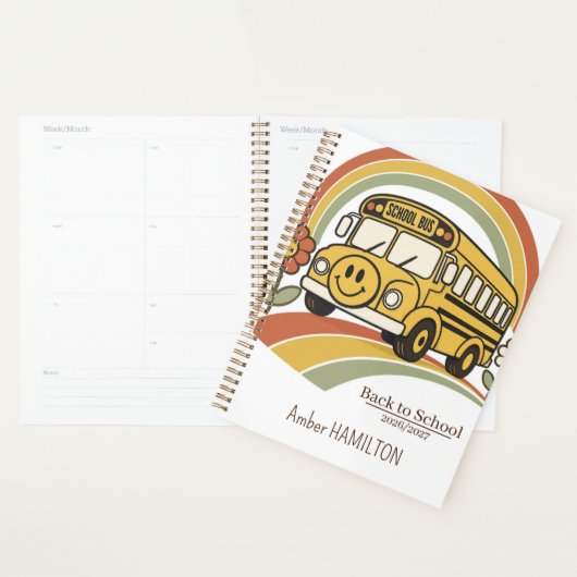 Retro schoolbus persoonlijke leraar planner (Display)