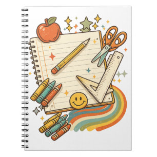 Retro Schoolspullen Collage Notitieboek