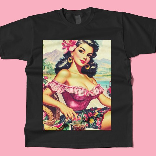 Retro schoonheid hispanic meisje t-shirt