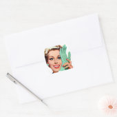 retro- schoonmaakster vierkante sticker (Envelop)