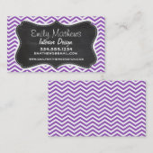 Retro Schrijfbord; Diepe Lila Chevron Visitekaartje (Voorkant / Achterkant)