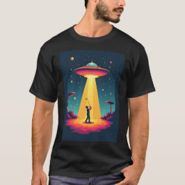 Retro Sci Fi Cartoon Rocket Ship en Golfer T-shirt