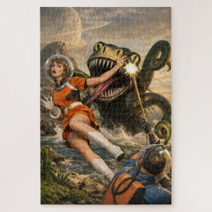 Retro Sci-Fi Fantasie Ruimtemonster Kunst Legpuzzel