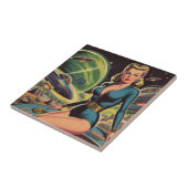 Retro Sci Fi Meisje Tegeltje (Zijkant)