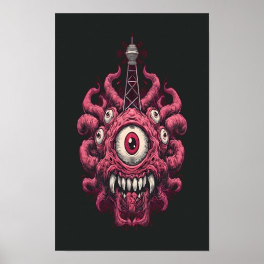 Retro Sci-Fi Mind Control Oogbal Poster (Voorkant)