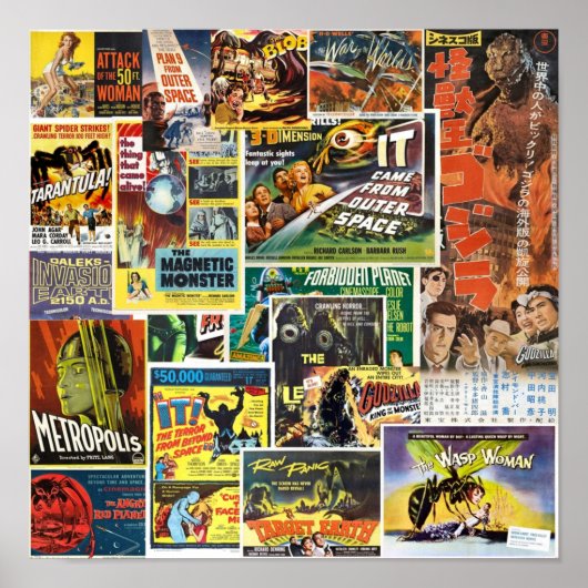 Retro Sci Fi Movies Collage Poster (Voorkant)