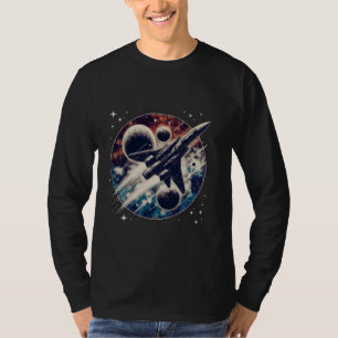 Retro Sci-Fi Raket Schip Vintage Ruimte Reis Astr T-shirt