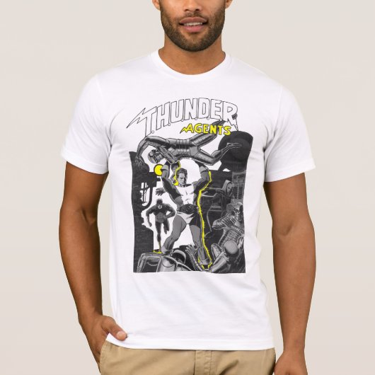 retro sci-fi superheld vechtrobots t-shirt (Voorkant)