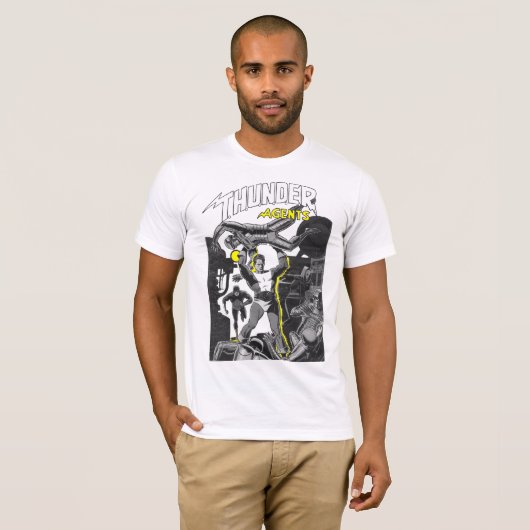 retro sci-fi superheld vechtrobots t-shirt (Voorkant volledig)