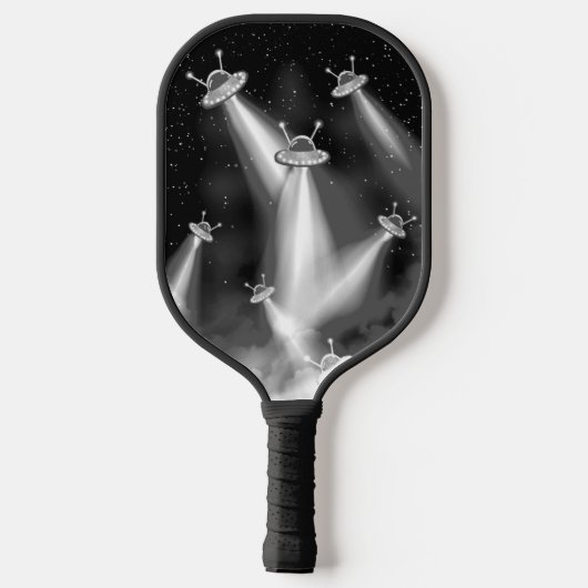 Retro Sci-Fi UFO-invasie gepersonaliseerd Pickleball Paddle (Achterkant)