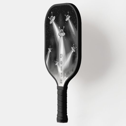 Retro Sci-Fi UFO-invasie gepersonaliseerd Pickleball Paddle (Links)
