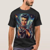 Retro Sci-Fi Vrouw Schilderen T-shirt (Voorkant)