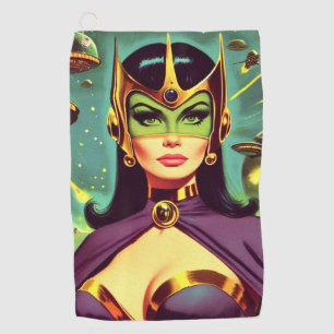 Retro Sci-Fi Woman Golfhanddoek