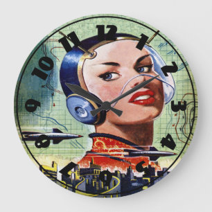Retro Science Fiction Clock Grote Klok