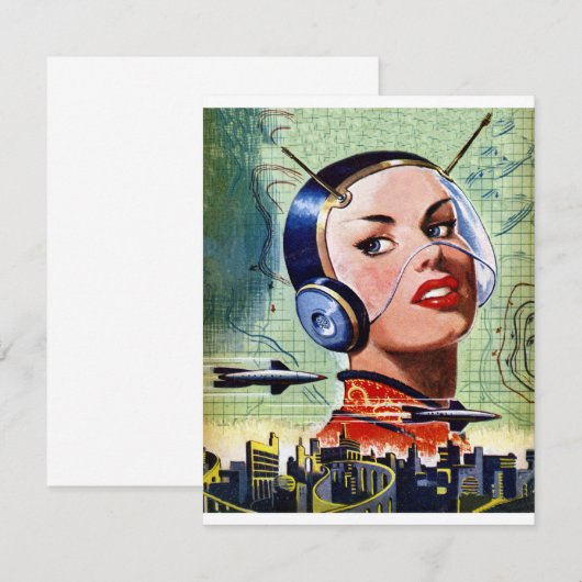 Retro Science Fiction Invitations Kaart (Voorkant / Achterkant)