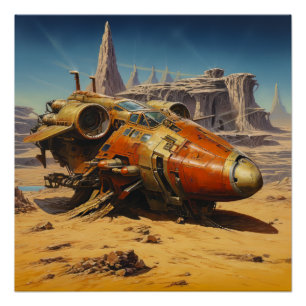 Retro Science Fiction Scene Perfect Poster