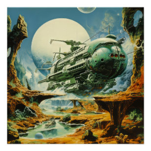 Retro Science Fiction Scene Perfect Poster