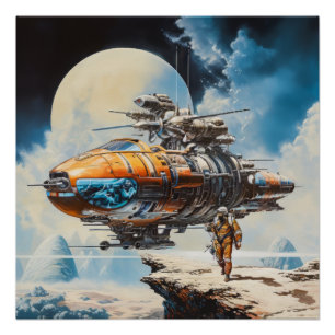 Retro Science Fiction Scene Perfect Poster
