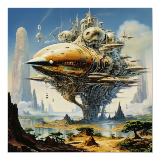 Retro Science Fiction Scene Perfect Poster (Voorkant)