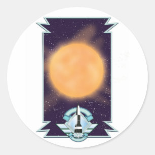 Retro sciencefictionlogo uit de jaren 50 ronde sticker