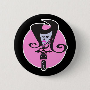retro scooter biker chic ronde button 5,7 cm