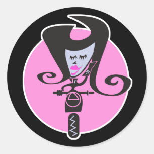 retro scooter biker ronde sticker