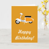 Retro Scooter Bonne carte d'anniversaire Orange (Fleur jaune)