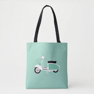 Retro-scooter boodschappentas draagtas