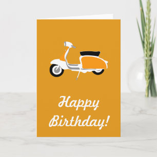 Retro Scooter Happy Birthday Kaart Sinaasappel