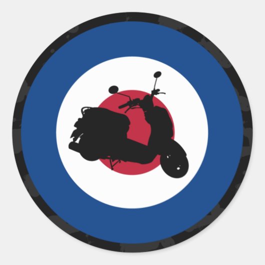 Retro Scooter Silhouet Sticker (Voorkant)