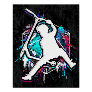 Retro Scooter - Stuntscooter - Kick Stunt Scooter Perfect Poster