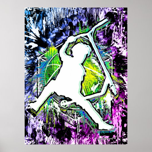 Retro Scooter - Stuntscooter - Kick Stunt Scooter Poster (Voorkant)