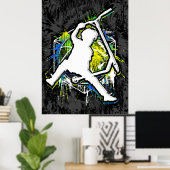 Retro Scooter - Stuntscooter - Kick Stunt Scooter Poster (Thuiskantoor)