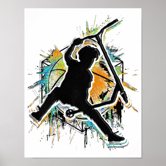 Retro Scooter - Stuntscooter - Kick Stunt Scooter Poster (Voorkant)