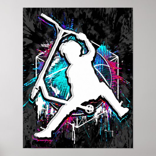 Retro Scooter - Stuntscooter - Kick Stunt Scooter Poster (Voorkant)