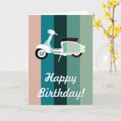 Retro Scooter Verjaardag Kaart (Gele Bloem)