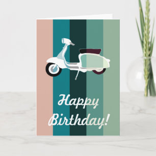 Retro Scooter Verjaardag Kaart