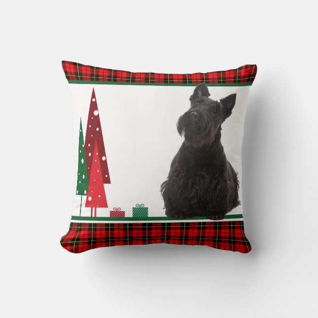Retro Scottie Kerstmis Pillow Kussen (Voorkant)