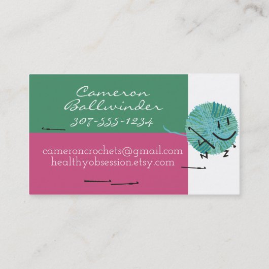 Retro scribble fil crochet crochets carte de visit (Dos)