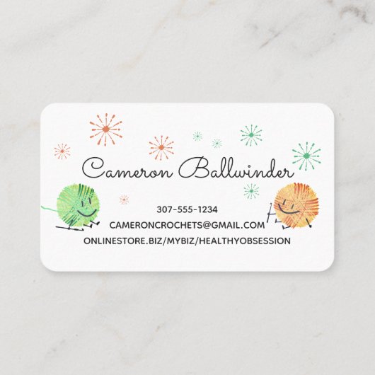 Retro scribble fil crochet crochets carte de visit (Dos)