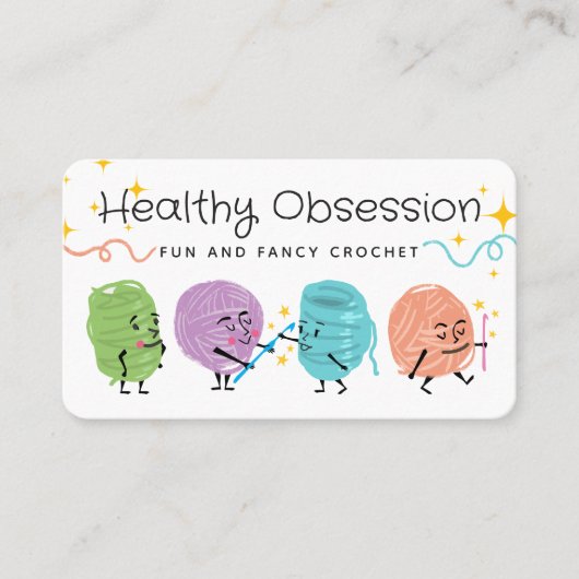 Retro scribble fil crochet crochets carte de visit (Devant)