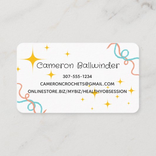 Retro scribble fil crochet crochets carte de visit (Dos)