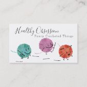 Retro scribble fil crochet crochets carte de visit (Devant)