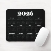 retro script 2025 Zwarte kalender Muismat (Met muis)