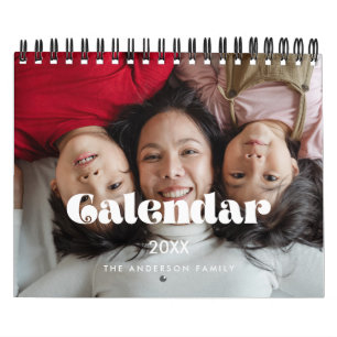  retro script 2026 familiefoto kalender
