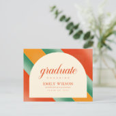 Retro Script Arch Frame Afstudeeraankondiging Briefkaart (Staand voorkant)