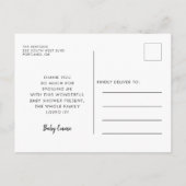 Retro  script Baby shower dank u Briefkaart (Achterkant)