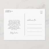 Retro  script Baby shower dank u Briefkaart (Achterkant)